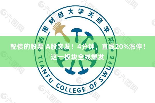 配债的股票 A股突发！4分钟，直线20%涨停！这一板块全线爆发