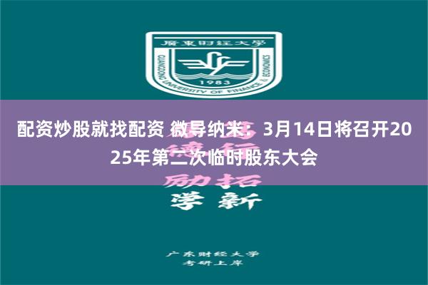 配资炒股就找配资 微导纳米：3月14日将召开2025年第二次临时股东大会