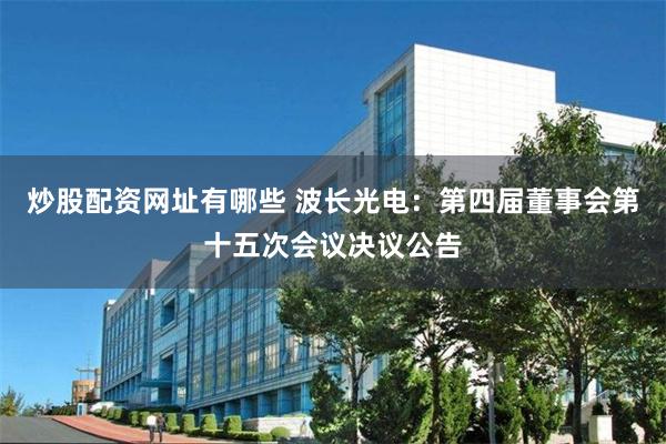 炒股配资网址有哪些 波长光电：第四届董事会第十五次会议决议公告
