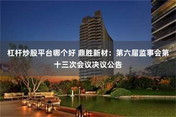 杠杆炒股平台哪个好 鼎胜新材：第六届监事会第十三次会议决议公告