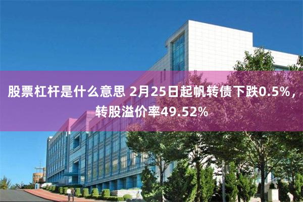 股票杠杆是什么意思 2月25日起帆转债下跌0.5%，转股溢价率49.52%