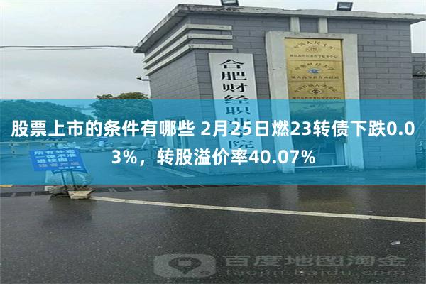 股票上市的条件有哪些 2月25日燃23转债下跌0.03%，转股溢价率40.07%