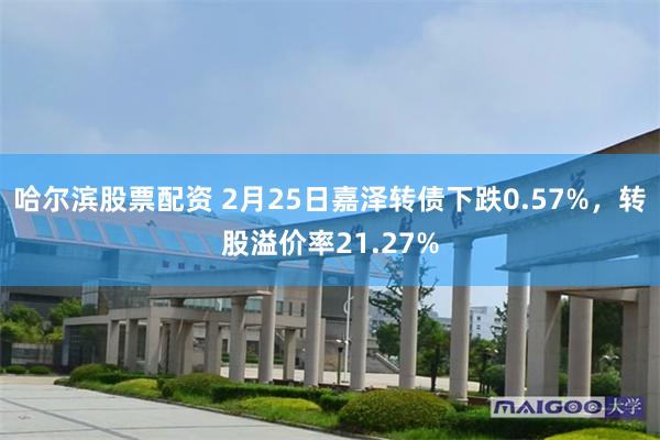 哈尔滨股票配资 2月25日嘉泽转债下跌0.57%，转股溢价率21.27%