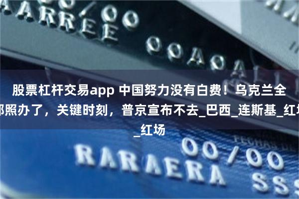 股票杠杆交易app 中国努力没有白费！乌克兰全都照办了，关键时刻，普京宣布不去_巴西_连斯基_红场