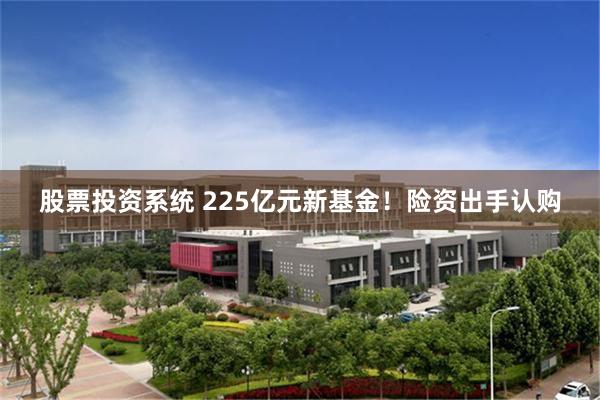股票投资系统 225亿元新基金！险资出手认购