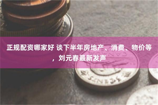 正规配资哪家好 谈下半年房地产、消费、物价等，刘元春最新发声