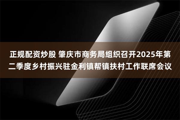 正规配资炒股 肇庆市商务局组织召开2025年第二季度乡村振兴驻金利镇帮镇扶村工作联席会议