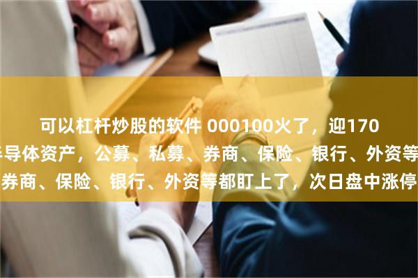 可以杠杆炒股的软件 000100火了，迎170家机构调研！93亿收购半导体资产，公募、私募、券商、保险、银行、外资等都盯上了，次日盘中涨停