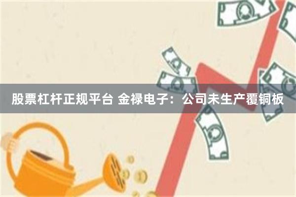股票杠杆正规平台 金禄电子：公司未生产覆铜板