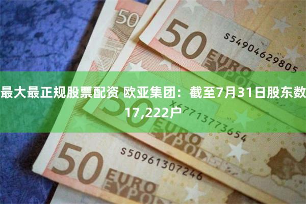 最大最正规股票配资 欧亚集团：截至7月31日股东数17,222户