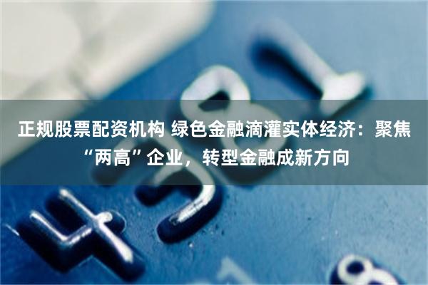 正规股票配资机构 绿色金融滴灌实体经济：聚焦“两高”企业，转型金融成新方向