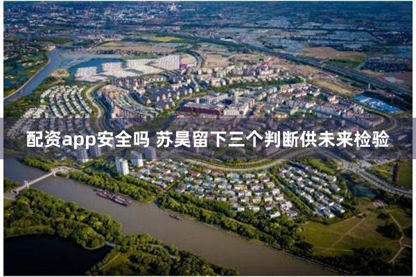配资app安全吗 苏昊留下三个判断供未来检验