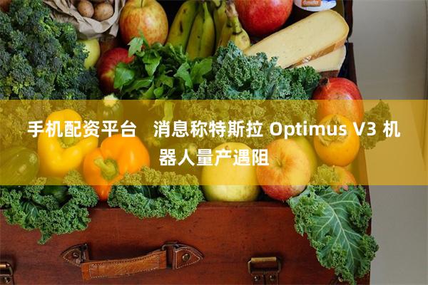 手机配资平台   消息称特斯拉 Optimus V3 机器人量产遇阻