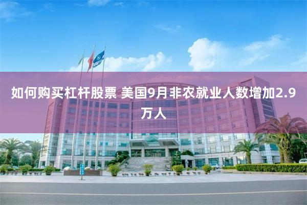 如何购买杠杆股票 美国9月非农就业人数增加2.9万人
