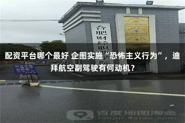 配资平台哪个最好 企图实施“恐怖主义行为”，迪拜航空副驾驶有何动机？
