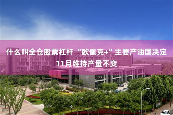 什么叫全仓股票杠杆 “欧佩克+”主要产油国决定11月维持产量不变