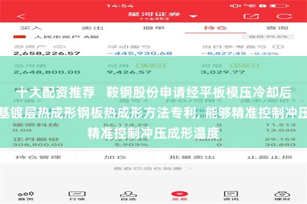 十大配资推荐   鞍钢股份申请经平板模压冷却后冲压的锌基镀层热成形钢板热成形方法专利, 能够精准控制冲压成形温度